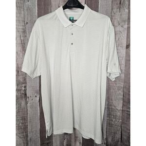 PRO TOUR Golf Short Sleeve Polo SHIRT White Gray Stripe Men's Size XXL 2XL